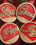 Love, Grace, Hope, Joy Ornaments