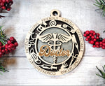 Wood Engraved Doctor Ornament